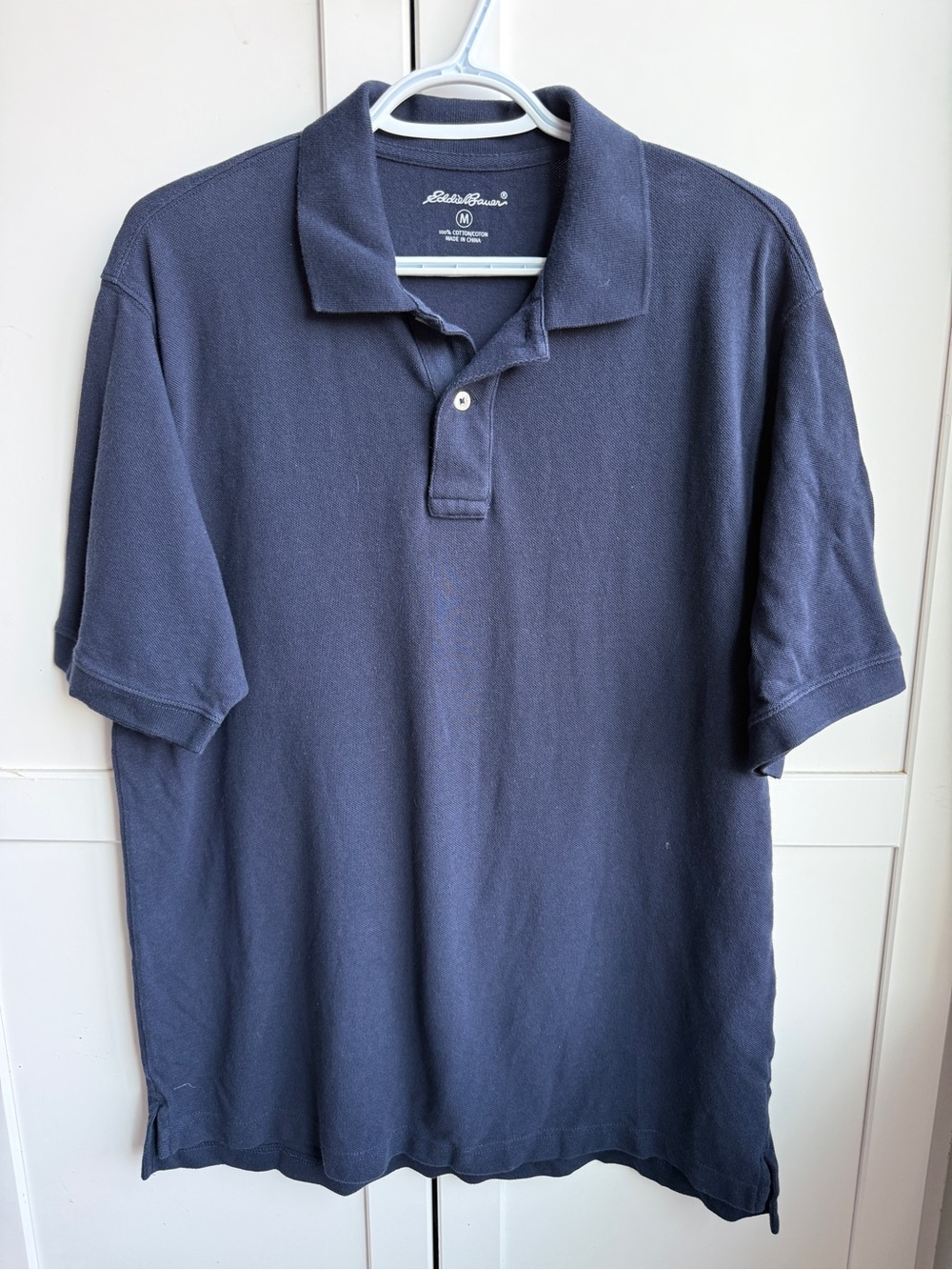 100% Cotton Eddie Bauer Men's Dark Blue Polo Shirt
